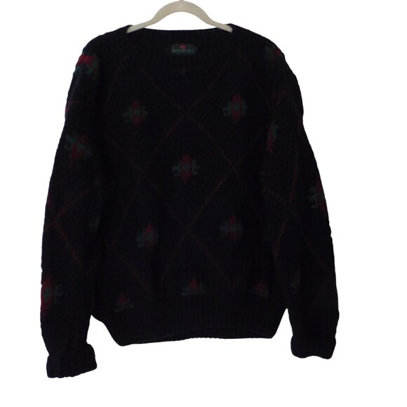 Vintage Abercrombie & Fitch Sweater Men's Large Blue Chunky Cable Knit Wool 90s